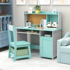 TaoHFE Blue Kids Desk Chair,Kids Desk with Storage and Shelf,Wooden Kid Desks and Chair Set for Bedroom and Study,Kid Study Desks for Boys, Girls Table and Chair Set