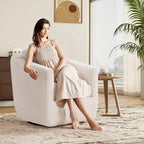 COLAMY 360° Swivel Accent Chair with Pillow, Living Room Armchair No-Sag Foam & Sturdy Metal Base, Fully Assembled Swivel Accent Single Sofa for Bedroom Living Room, Reading Room, Beige