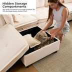 103" Modular Sectional Sofa, L-Shaped Corduroy Comfy Sectional Couches for Living Room, 3-Seater Cloud Couches with 1 Ottoman, Modern Deep Seat Sofa with Large Storage, Beige