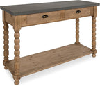 Kate and Laurel Rutledge Farmhouse Chic Two Drawer Console Table, Rustic Wood Base and Concrete Gray Top