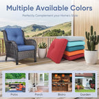 Patio Chair Cushions 5 Packs - Outside 22x24 High Back Water-Resistant Cushion with Zipper Cover for Outdoor Glider Rocking Chairs Loveseat 3-seat Couch Sofa – Blue/Buckle