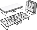 INTERGREAT Folding Bed with Mattress, 75" x 38" - 5" Thick Memory Foam Mattress, Twin Size Portable Beds for Adults, Metal Bed Frame on Wheels for Guest, Space Saving Roll Away Beds for Easy Storage