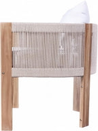 Christopher Knight Home Matera Dining Chair Set of 2, Acacia Wood Outdoor Accent Chair, Farmhouse Patio Kitchen Side Chair, Comfy Reading Chair, Round Backrest and Water Resistant Cushion,Teak+ Beige