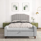 Queen Size Headboard Only, Velvet Wall Mounted Headboard Queen Size for Adjustable Bed, Modern Vertical Channel Design with Curved Tufted Upholstered Head Board and Luxury Soft Padded, Gray