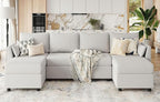 114.17" Modular Sectional Sofa, 6 Seat Sectional Couches with Storage, Memory Foam, Convertible Modular Couch for Living Room, U Shaped Comfy Modular Sofa with Chaise, Light Grey