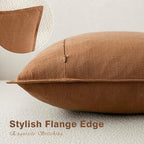 Foindtower Pack of 2, Decorative Linen Soild Throw Pillow Covers Neutral Farmhouse Pillowcase Soft Accent Lumbar Cushion Case for Couch Sofa Bedroom Living Room Home Decor Orange Brown 12 x 20 Inch