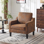 VINGLI Accent Chairs Set of 2 Living Room Chairs Rustic Reading Chair for Bedroom Scooped Arm Chair Mid Century Modern Accent Chairs Upholstered Comfy Chair for Apartment, Waiting Room