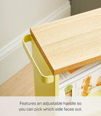 YAMAZAKI Home Slim Rolling Storage Cart – Narrow Bathroom Storage Cabinet with Handle, Slim Bathroom Storage Cart with Wheels, Easy Assembly, Steel + Wood, Yellow