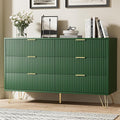 Green Dresser for Bedroom, Modern Dresser with Gold Metal Handles & Chests of Drawers for Bedroom, 15.7" D x 47.2" W x 29.5" H