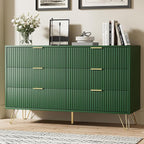 Green Dresser for Bedroom, Modern Dresser with Gold Metal Handles & Chests of Drawers for Bedroom, 15.7" D x 47.2" W x 29.5" H