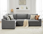 ABCASA 112" Convertible Sectional Sofa, Large L Shaped Couch with Detachable Sofa Cover, Modular Couch for Living Room, Breathable Linen Fabric Corner Sofa for Apartment, Grey
