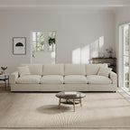 Modern Sectional Linen Couch for Living Room,4 Seat Modular Cloud Sofas,Detachable Couch Cushion Covers,Cozy Feather Down Sofa for Apartment Beige