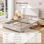 Full Size Cloud Bed Frame, Upholstered Boucle Bed Frame with Adjustable Headboard, Solid Wood Legs, Rounded Corners Design & Easy Assembly – Modern Platform Bed,Cream