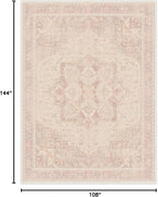 RUGGABLE Washable Area Rug – Kamran Soft Pink 9x12, Stain-Resistant, Non-Slip – Large Machine Washable Rugs for Living Room, Bedroom, Hallway, Entryway & Office–with Cushioned Pad