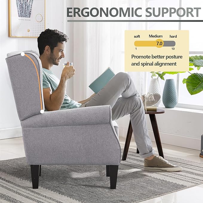 Accent Chair Set of 4, Modern Living Room Chairs with Wingback, Comfy Upholstered High Back Single Sofa for Bedroom, Mid-Century Reading Armchair Sillas para Sala