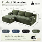 96''Sectional Couches for Living Room,Modern Modular Sectional Sofa,Upholstered Boneless Couch with Pockets,Comfy Cloud Couch with L Shaped Chaise(Green, 96''W Left Facing Chaise)