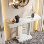 Tribesigns Modern Console Table, 40 Inches Faux Marble Sofa Table, Contemporary Entryway Table with Pendulum Shape Base for Living Room Hallway Entrance, White