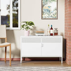 White Metal Locker Storage Cabinet with Adjustable Shelf, Low Metal Storage Cabinet for Home Office, 2 Door Small Decorative Metal Locker Tv Stand Cabinet