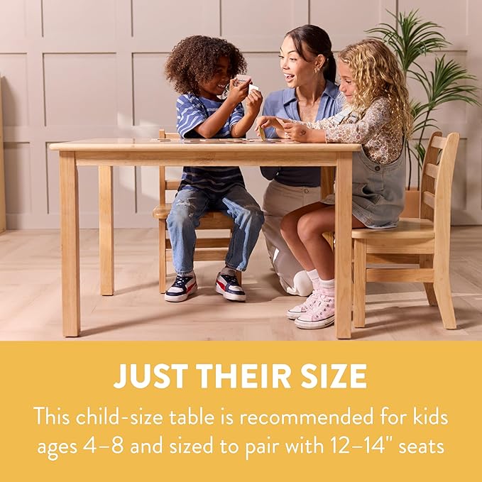 Kids Wood Table, Rectangle, 24in x 36in, Kids Furniture, Natural