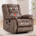 ANJHOME Massage Recliner Chairs with Heat and Vibration,Overstuffed Manual Rocking Reclining Chair for Living Room Bedroom (Camel)