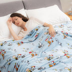 Berkshire Blanket Peanuts® VelvetLoft® Cute Character Snoopy Plush Blanket,Snoopy The Athlete Closed in Blue,Twin 60 in x 90 in (Official Peanuts® Product)