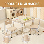 Toddler Table and 2 Chairs, Height-Adjustable Kids Table and Chairs Set, 31.5''L x 23.6''W Children Activity Table for Boys and Girls Aged 3-8