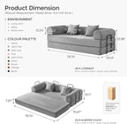 79" Convertible Sofa Bed with Fixed-Shape Frame & Removable Armrests, Modular Corduroy Sleeper Sofa, Folding Mattress Couch for Small Spaces - No Assembly Needed in Light Gray (Includes 2 Pillows)