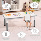Toddler Table, 7 Level Height Adjustable Kids Play Furniture for Ages 3-8, Rectangular Plastic, 23.6" W x47.2 L, Multi-Activity Desk with Graffiti Desktop for Home & Daycare