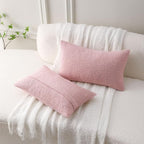 FUTEI Pack of 2 Pink Decorative Throw Pillow Covers 12x20 Inch Soft Cozy Solid Boucle Textured Lumbar Pillow Cases,Modern Home Decor for Couch Bed Living Room
