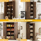 Unikito 71” Tall Storage Cabinet, Farmhouse Kitchen Pantry Cabinet with Adjustable Shelves and Barn Doors, Versatile Storage Cupboard for Dinning Room, Bathroom, Living Room, Weathered Brown, 2 Pack