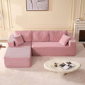 107" Boneless Couch with Deep Seat, Modular Sectional Sofa, Cloud Sectional Couch for Living Room, No Assembly Required, Corduroy, L-Shape Left，Pink