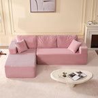 107" Boneless Couch with Deep Seat, Modular Sectional Sofa, Cloud Sectional Couch for Living Room, No Assembly Required, Corduroy, L-Shape Left，Pink