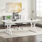 Tribesigns 70.8-Inch Executive Desk, Large Computer Office Desk Workstation, Modern Simple Style Laptop Desk Study Writing Table Business Furniture for Home Office (White, 70.8 Inch)