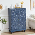 Sideboard Buffet Cabinet with Storage, Kitchen Storage Cabinet with Adjustable Shelves and 2 Doors, Vintage Accent Table for Living Room, Hallway (Blue)