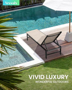 Outdoor Lounge Chairs for Pool, Aluminum Chaise Lounge Chairs with 5-Position Recliner, Patio Lounge Chair for Backyard