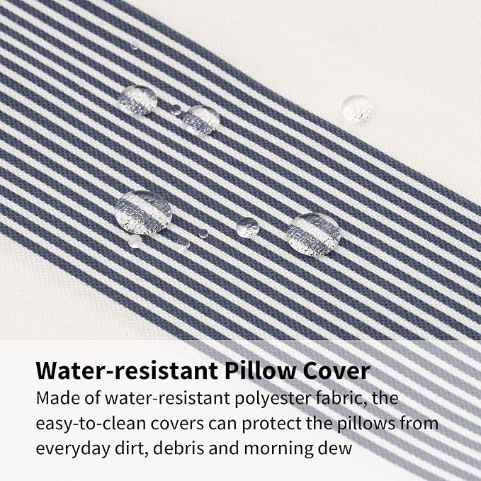 Outdoor Cushion Set for Patio Furniture Deep Seat Chair Cushions Weather Resistant Sofa Chair Pad, 24.4x23.6 Inch, Blue Stripe