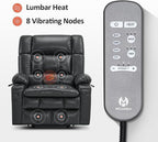 MCombo Dual Motor Power Lift Recliner Chair for Elderly, Lay Flat Lift Chair with Heat and Massage, Oversized Lift Recliner for Big and Tall, Faux Leather R7891 (Black, Oversized)