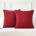 FUTEI Christmas Maroon Red Throw Pillow Covers 18x18 Inch Set of 2,Furry Faux Fur Teddy Boucle Textured Cushion Covers,Soft Fluffy Decorative Pillow Case,Home Decor for Couch Bed Living Room Car