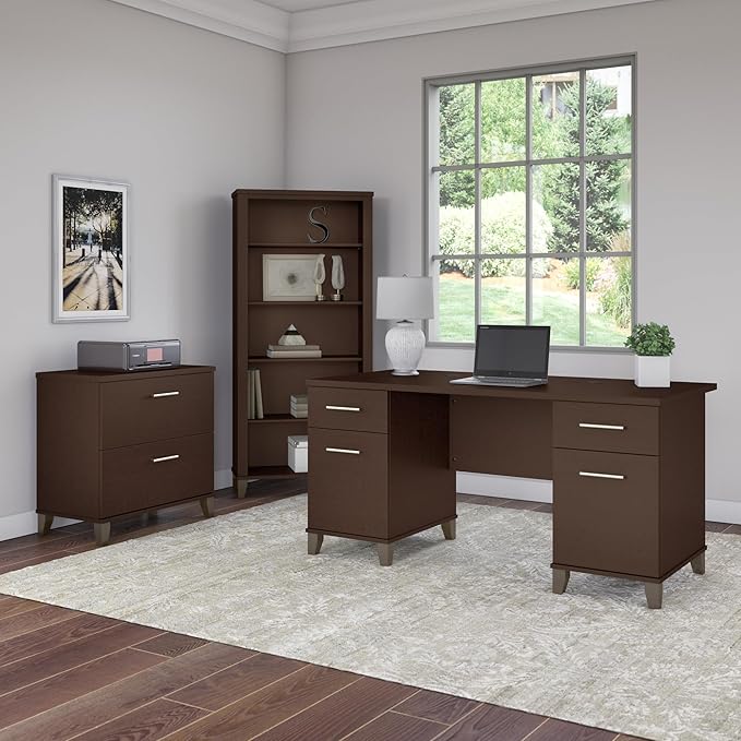 Bush Furniture 2 Drawer Lateral File Cabinet, Letter and Legal-Size Document Storage for Home or Professional Office, Somerset Collection, Mocha Cherry
