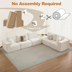 Cloud Modular Sectional Sofa Couch,L-Shape Modern Boneless Sectional Couch with Deep Seat,Upholstered Couches for Living Room Bedroom,No Assembly Required,Beige