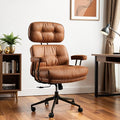 Ergonomic Office Chair Comfy with Lumbar Support, High Back Suede Leather Rolling Executive Desk Chair for Home Office & Gaming, 360° Swivel, 300lbs (Light Brown)