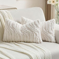 FUTEI White Decorative Throw Pillow Covers 12x20 Inch Set of 2,Soft Faux Fur Geometric Shapes Texture Pillowcase,Boho Home Decor for Couch Bed Living Room