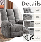 Oversized Power Lift Recliner Chair for Elderly, Electric Lift Chair with Masssage and Heat, Overstuffed Power Recliner for Adults, 3 Positions,USB Ports, Side Pockets,Grey