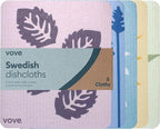 Vove Swedish Dishcloths 5-Pack, Nordic Nature - FSC Certified Cellulose & Cotton, Oeko-TEX Standard 100, Reusable Washable Kitchen Cleaning Cloths, Eco Friendly Floral Design