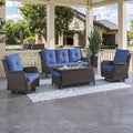 HUMMUH Patio Furniture 6 Pieces Outdoor Furniture Set Wicker Outdoor Sectional Sofa with Swivel Rocking Chairs,Patio Ottomans,Patio Coffee Table