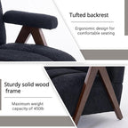 Mid Century Modern Accent Chair Loveseat Sofa with Solid Wood Frame, Boucle Upholstered Living Room Chairs with Thick Cushion, Comfy Tufted Arm Chair for Bedroom, Black