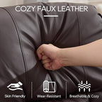 Power Lift Recliner Chair for Elderly, Electric PU Leather Reclining Single Sofa with Massage & Heat, Side Pocket, Cup Holders and USB/Type-C Charge Port for Living Room (Brown)