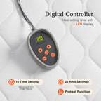 Beautyrest Cotton Heated Mattress Pad - Bed Warmer with 20 Heat Settings Controller, Auto Shut Off Timer, All Around Elastic Deep Pocket, UL Certified, Machine Washable, White Full