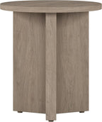Henn&Hart 20" Wide Round Side Table in Antiqued Gray Oak, for Home, Living Room, Bedroom, Entertainment Room or Office