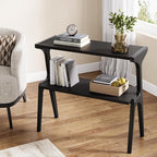 Tribesigns 2-Tier Wood End Table, Modern Narrow Sofa Side Table with Storage, Slim Wooden Bedside Table with Unique Legs for Bedroom, Living Room, Small Spaces, Easy Assembly, Black